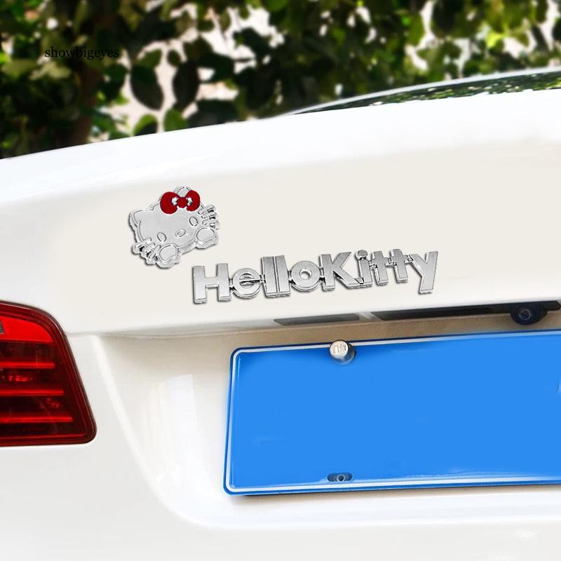 Sge 2pcs Set Cute Cartoon Hello Kitty Metal Car Trunk Body Sticker