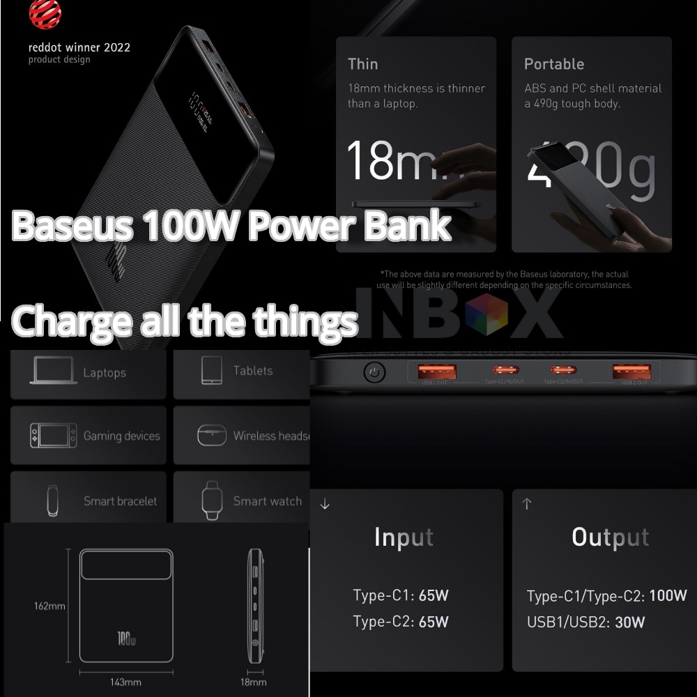 Baseus [SG] 100W PowerBank Laptop Power bank Blade Series 20000mAh Fast Charging LED Display For