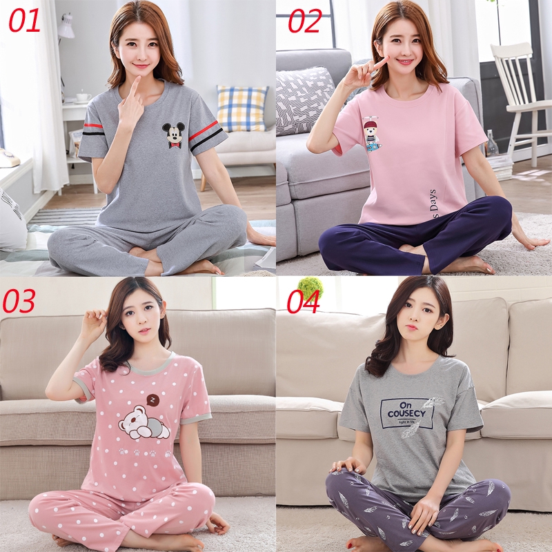 Confortable Women M 2XL Korea Baju Tidur 100 Cotton Short Confortable Women M 2XL Korea Baju Tidur 100 Cotton Short