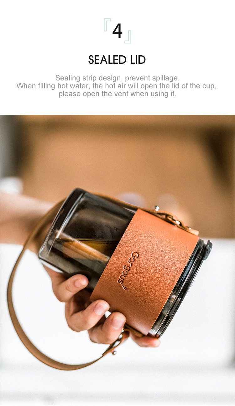 KEMORELA Vintage glass cold brew coffee cup with straw cup leakproof