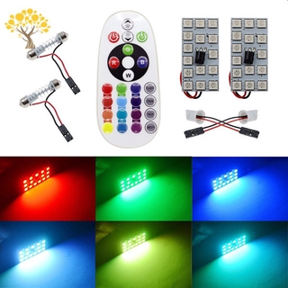 RGB 5050 15SMD Car LED Panel Interior Lights with Remote Control Auto Dome Festoon