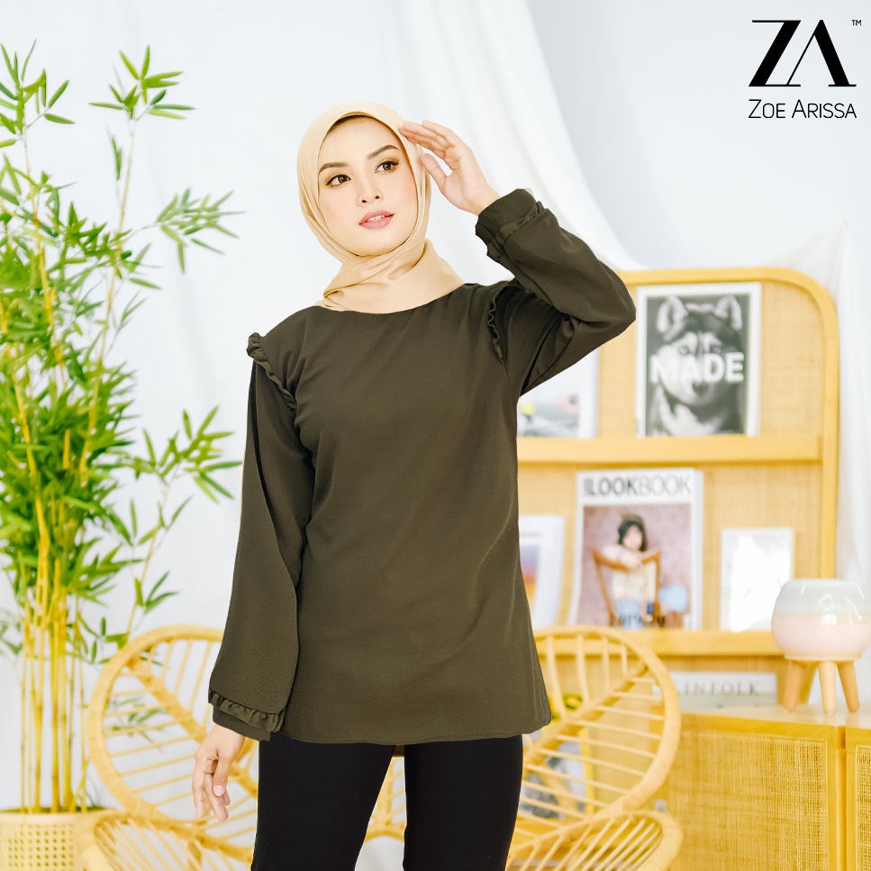 Shop Malaysia Blouse Baju Plain Top Women Muslimah Cotton Ruffle Korean Blouse Plain Simple Korean Style Office Ready Stock Zoe Arissa Shopee Singapore