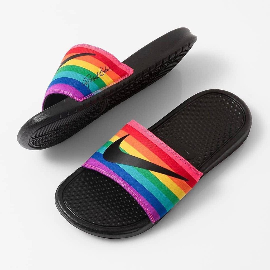 nike rainbow slides womens