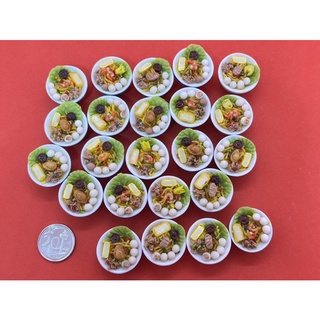 Handmade Miniature Hawker Food Lunch Fishball Dry Noodle, 1 bowl, clay #6