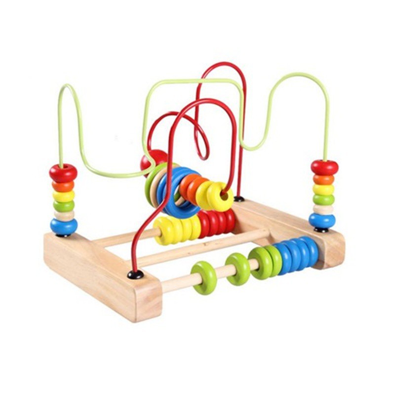 wooden beads on wire toy