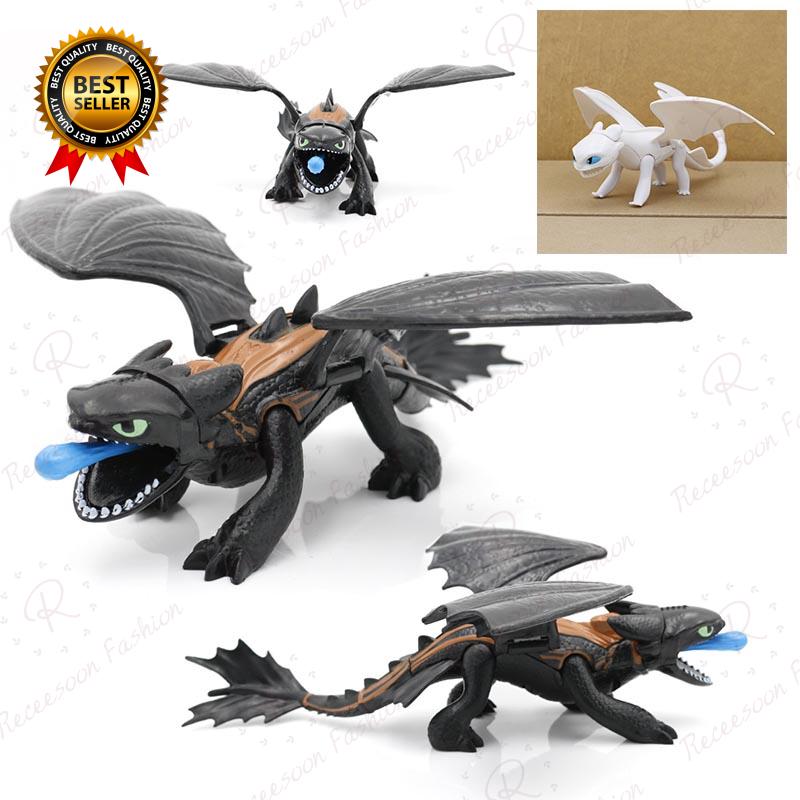 Hot Movie How To Train Your Dragon Action Figures Toy Light Fury Night Fury Toothless Model Shopee Singapore - how to train your dragon toothless plane roblox