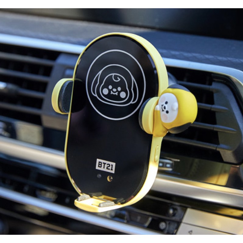 BT21 Car Fast Wireless Charging Cradle Cell Air Vent Phone Holder Battery BTS Shopee Singapore