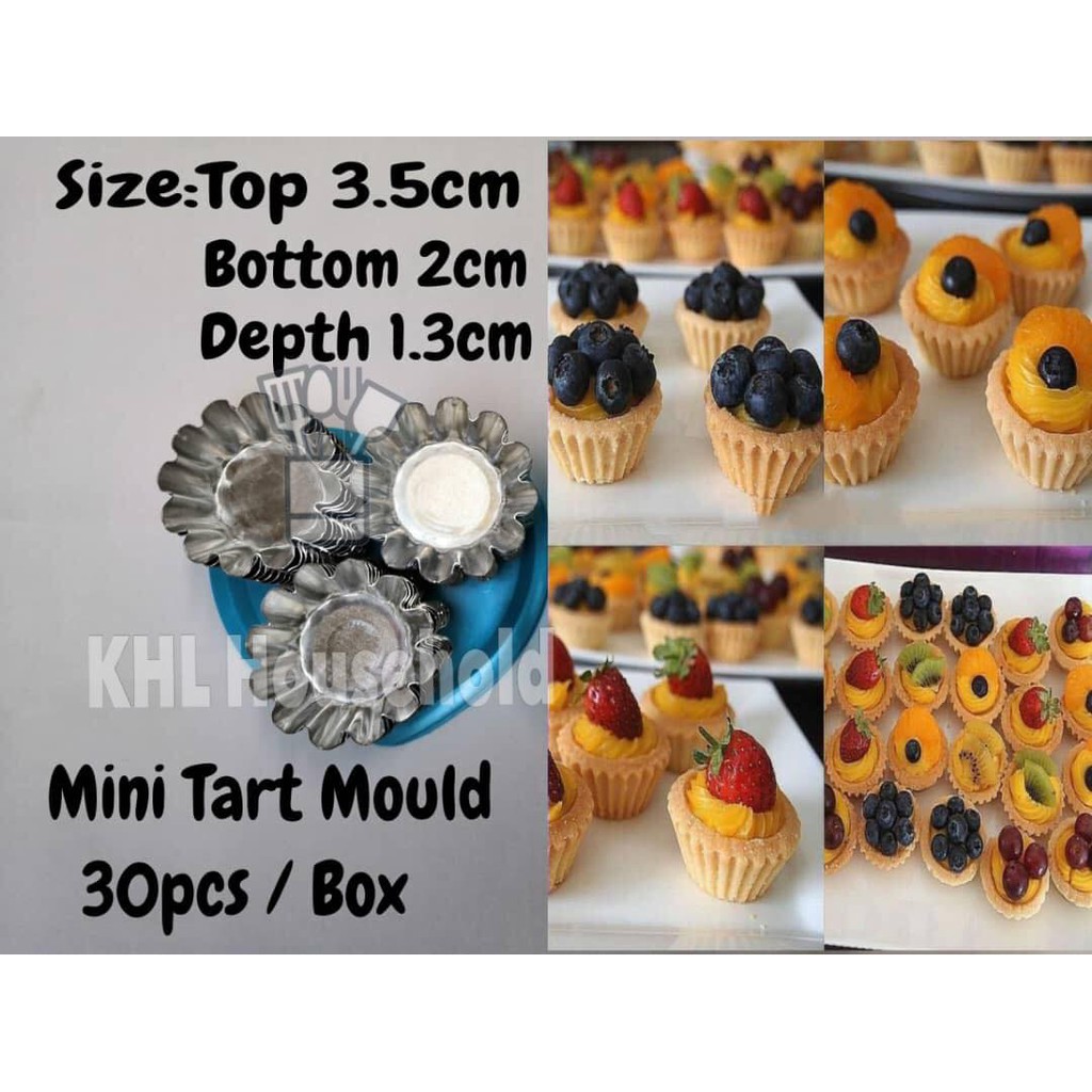 Shop Malaysia 30pcs Box 3 5cm Aluminium Acuan Egg Tart Acuan Fruit Tart Cheese Tart Mould Acuan Kuih Tart Shopee Singapore