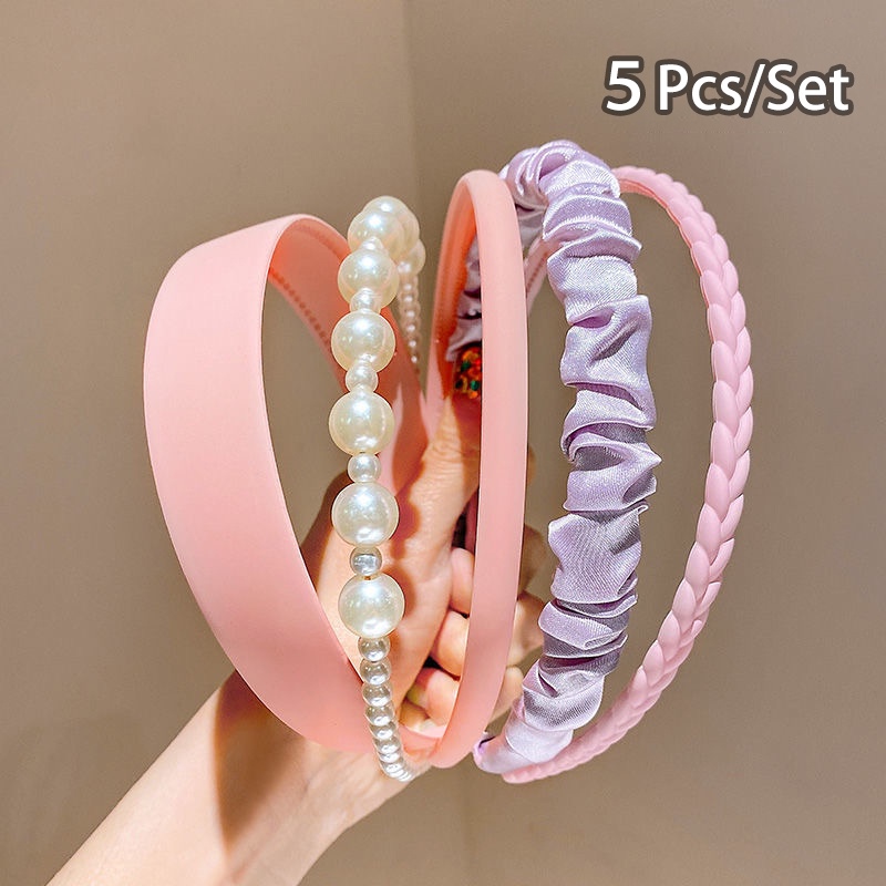 Image of 8pcs/set Korean Women Girl Pearl Headband Hair Band Wash Face Headbands Fashion Hairdress Hair Accessories #6