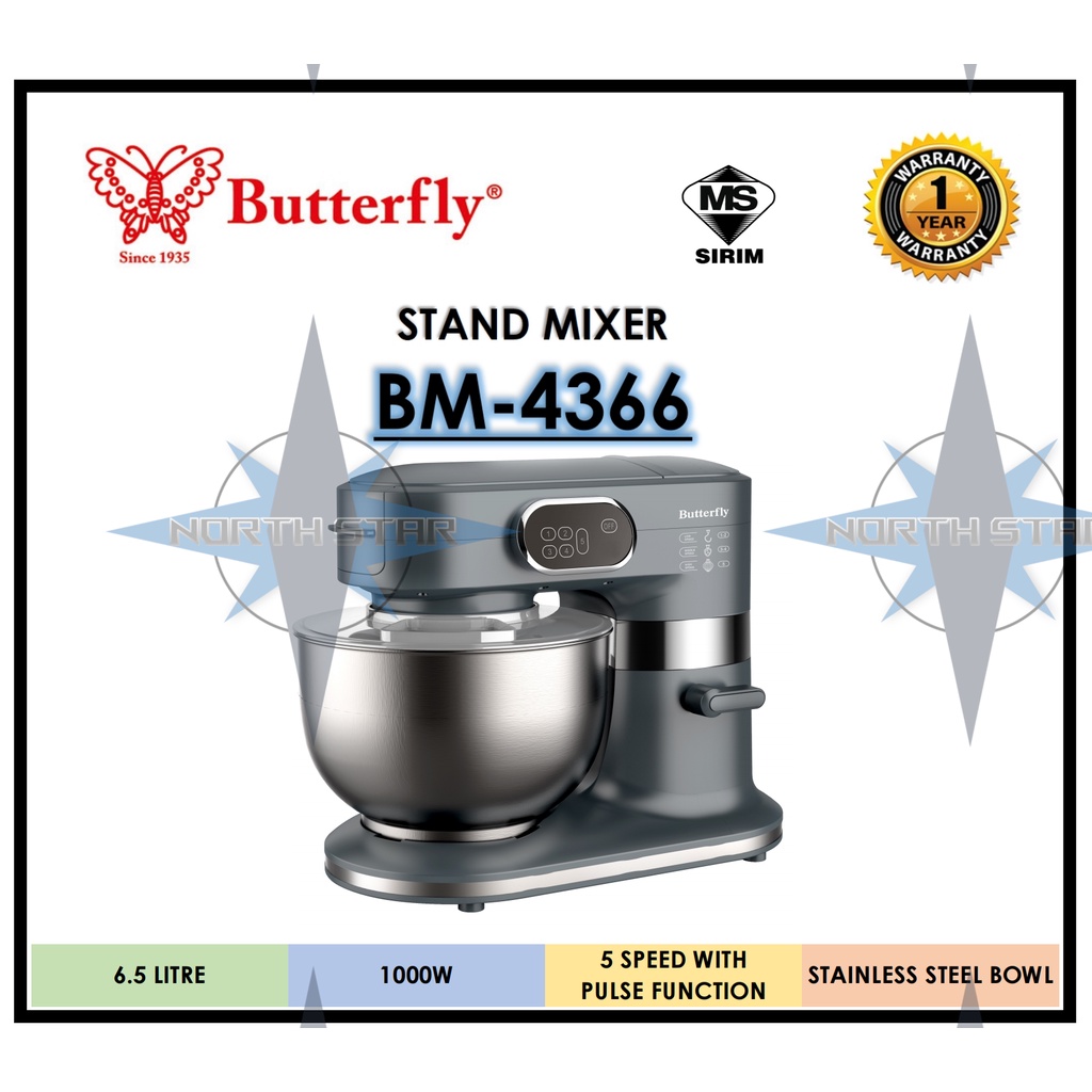 Butterfly Stand Mixer Bsm 4366 6 5l 1000w Shopee Singapore