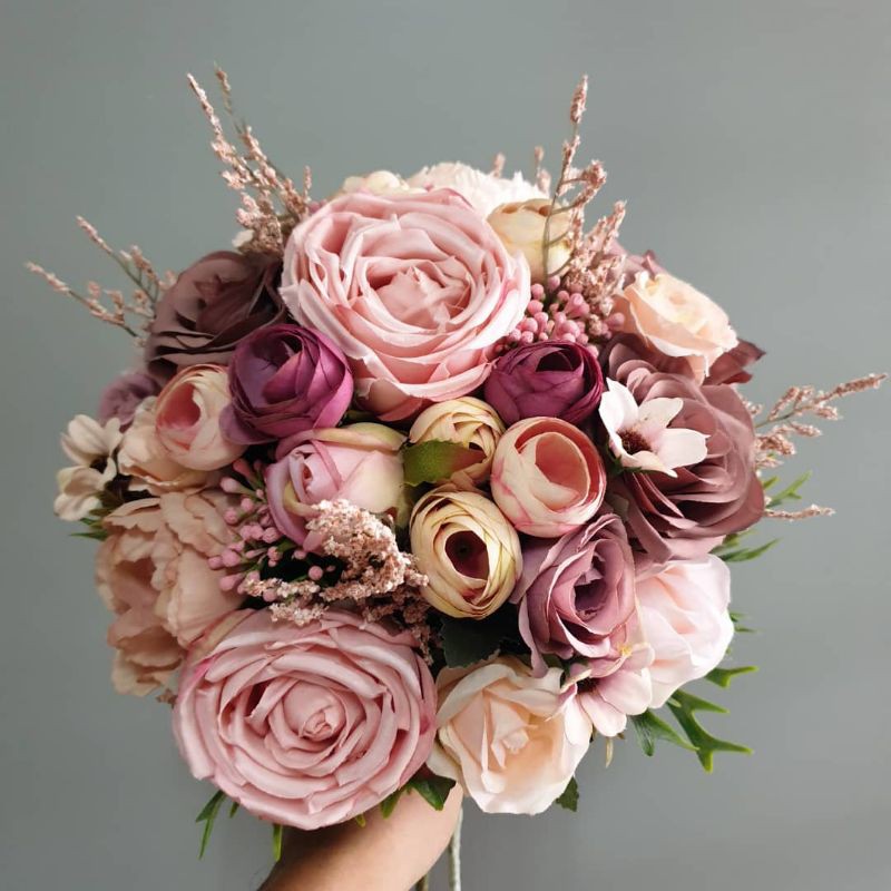 Shop Malaysia Bridal Hand Bouquet Artificial Flowers Shopee Singapore