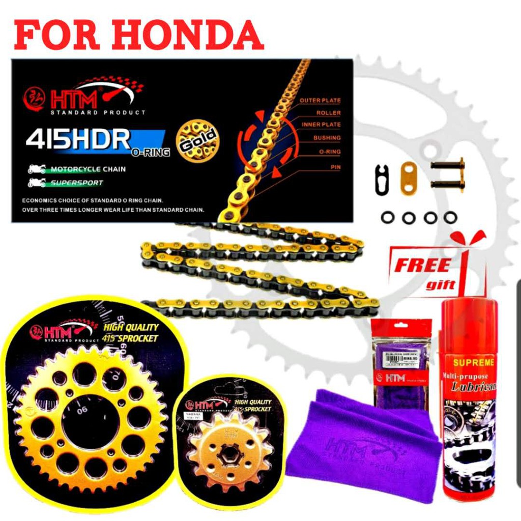 415hdr 128l Rs150 Rs150i Honda Sprocket Set O Ring Chain Heady Duty Htm Oring Chain Shopee Singapore