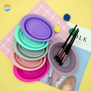 Folding Bowl Washing Bowl Silicone Makeup Brush Folding Bowl Cleaning Pad Silicone Scrub Pad CR1
