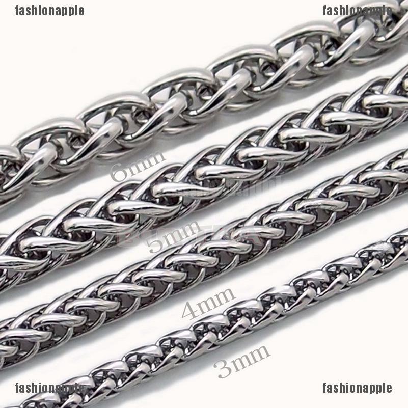 3/4/5/6MM 20" MEN Silver Stainless Steel Wheat Braided Chain Necklace