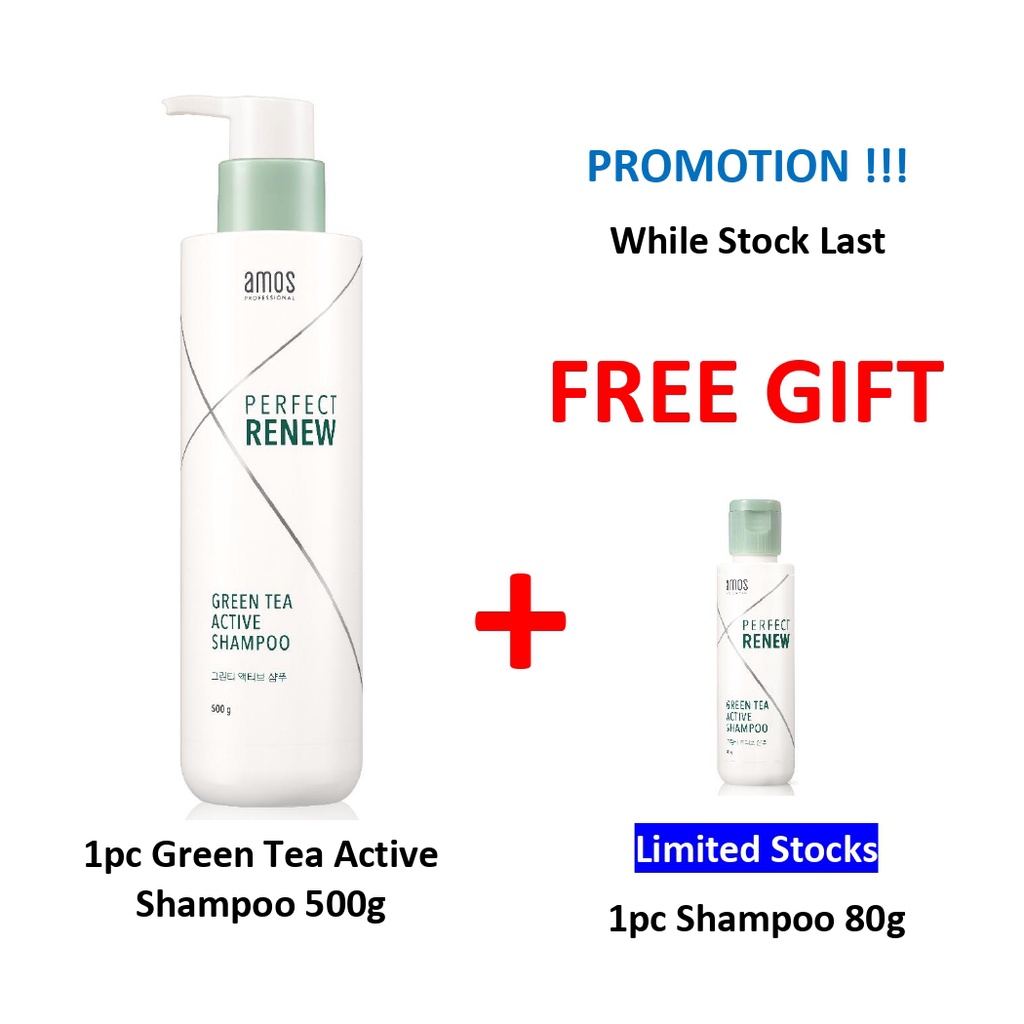 AMOS GREEN TEA ACTIVE SHAMPOO 500g LIMITED PROMO Antiaging Anti Hair