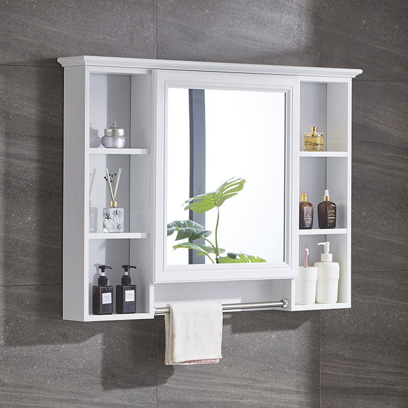 Bathroom Mirror Cabinet Wall Mounted Mirror Box With Shelves Toilet