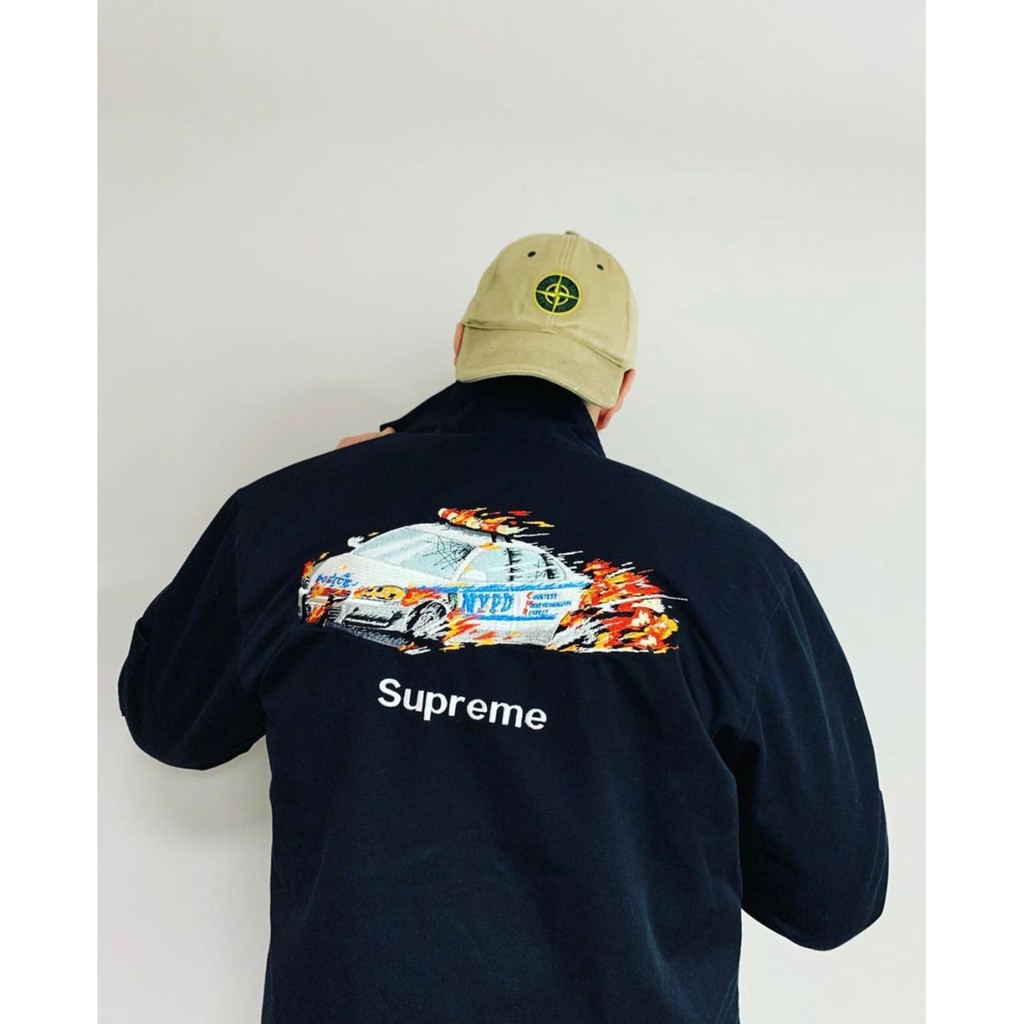 ジャケット・アウター supreme cop car embroidered workjacket M Supreme Cop Car Embroidered Work Jacket (FW19) - $188