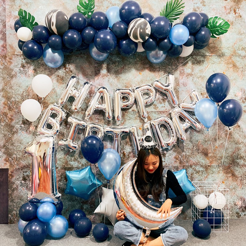 Deep Navy Blue Latex Balloon Baby Boy 1st Birthday Party Background One  Year Old Party Decoration Balloon | Shopee Singapore