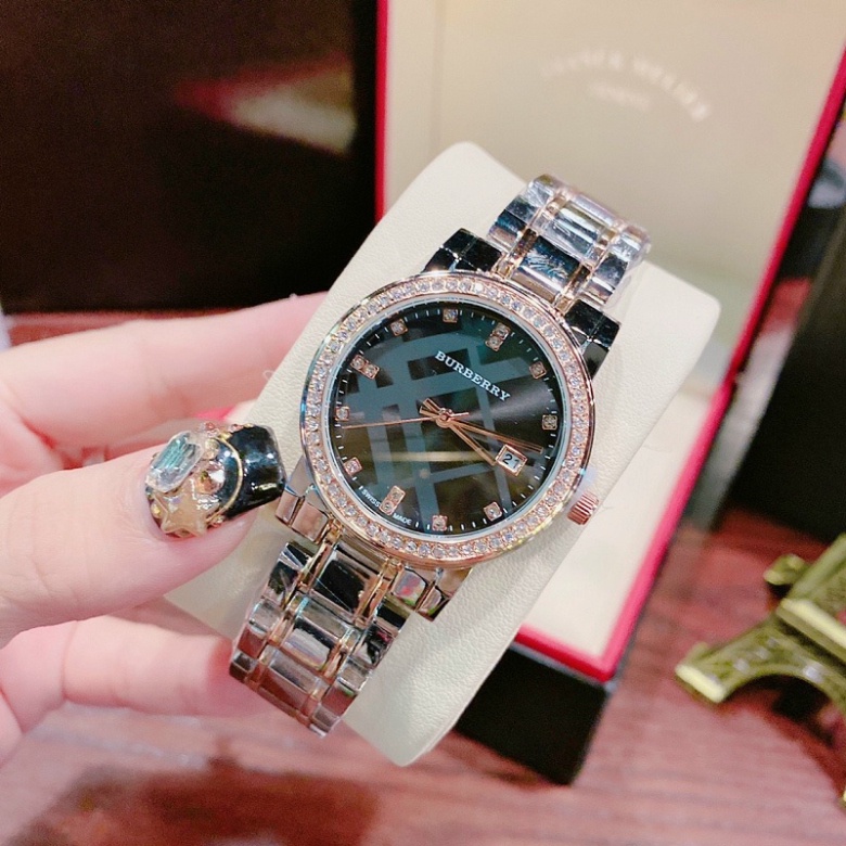 Quà tặng sinh nhật cho nữ đồng hồ thời trang nữ đeo tay dây kim loại thép không gỉ mạ vàng mặt tròn đính đá