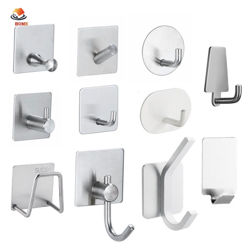 [16 Style] 304 Stainless Steel Hook Home Seamless Metal Wall Hanging