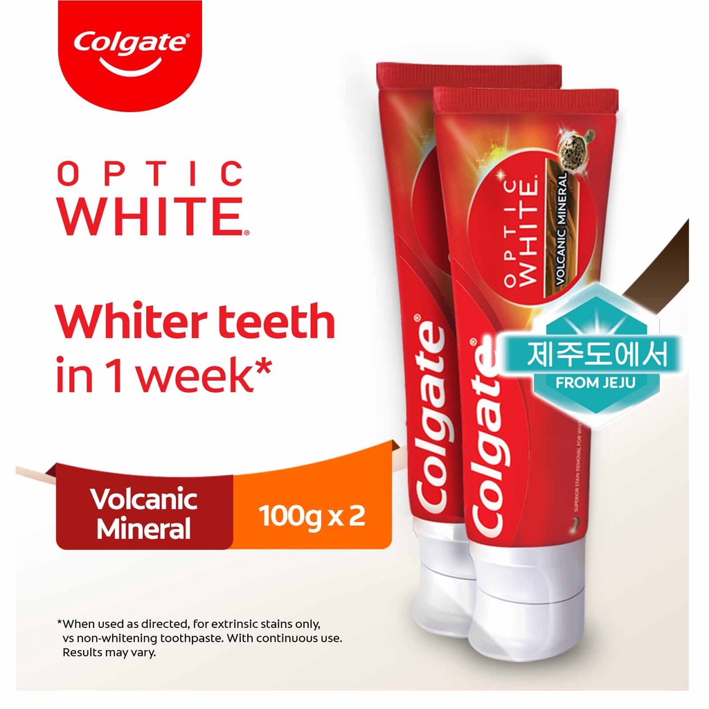 Colgate Optic White Volcanic Minerals Whitening Toothpaste 100g x 2 ...