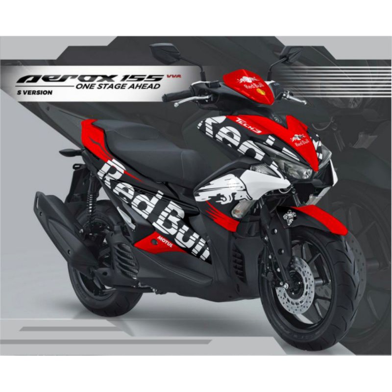 Redbull Red black Yamaha Aerox Decal | Shopee Singapore
