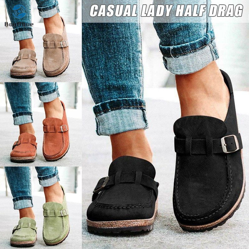 Women Casual Comfy Clogs Suede Slip On 