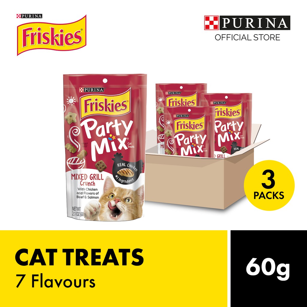 Friskies Party Mix Cat Treats 60g x 3 Packs (7 Flavours) Shopee Singapore