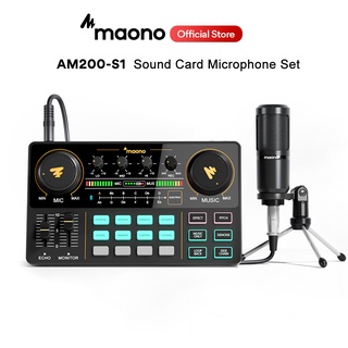 Maono AM200-S1 Sound Card Condenser Microphone Set with Bluetooth for Guitar, Phone,PC,Live Streaming,Recording