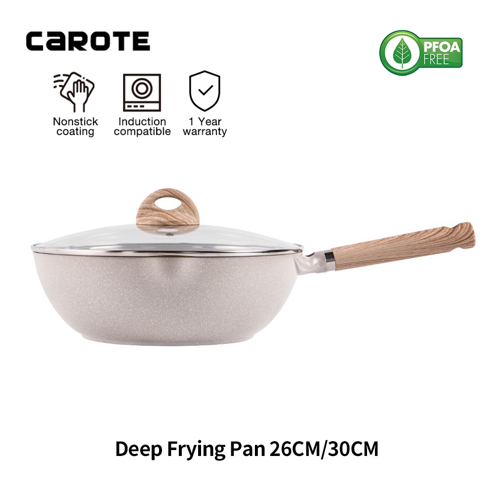 Carote Cosy Large Capacity Non Stick Stir fry Wok Healthy Frying Wok
