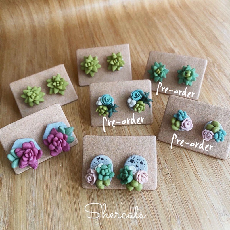 Mini Succulent Series Theshercats Polymer Clay Earrings Shopee Singapore
