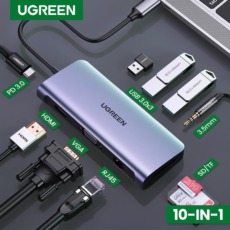 Ugreen Usb C Hub In Type C Hub With Ethernet K Usb C To Hdmi Vga Pd Power Delivery Usb