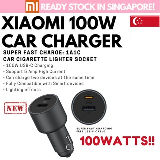 🇸🇬 [NEW] XIAOMI 100W Car Charger 1A1C  - Super Fast Charging with Dual USB-C Quick Charge