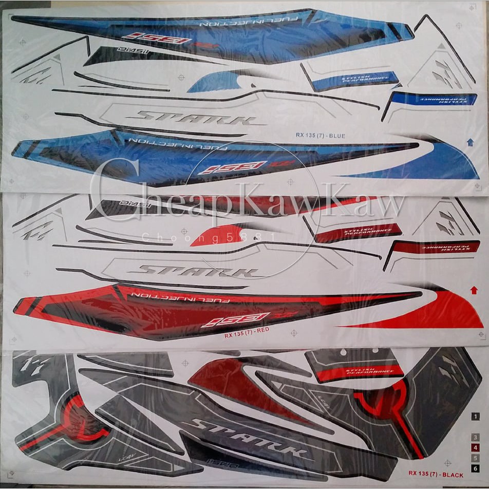 Lc135 V1 Spark Fi Rx135 Siam Thailand Body Cover Set Stripe Sticker 7 Black Blue Red Shopee Singapore