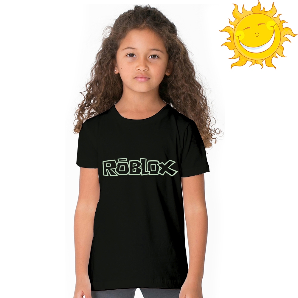 Glow In Dark Green Light Kids T Shirt Roblox Logo Print Children Tshirt Baby Tee Shopee Singapore - rock fam t shirt roblox
