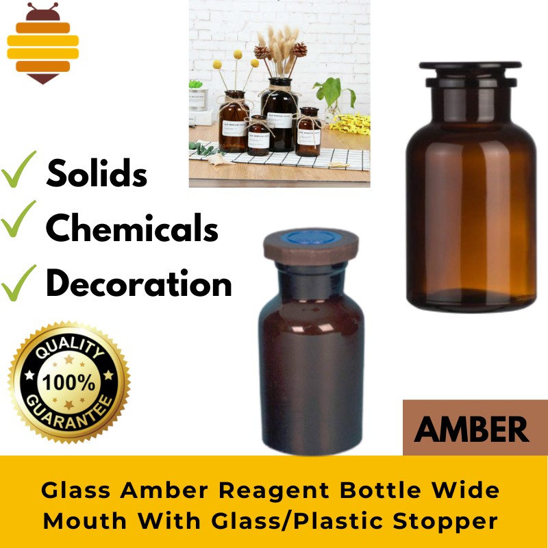 Download Glass Amber Reagent Bottle Wide Mouth with Glass/Plastic ...