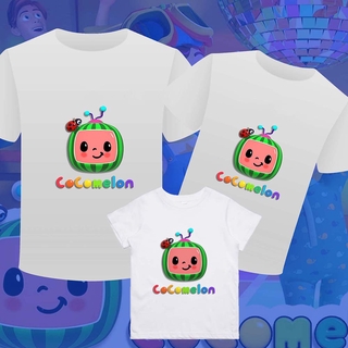Image of Cocomelon Family Tshirt Cute Cartoon Print Cocomelon Mommy Daddy and Children Tops Tee