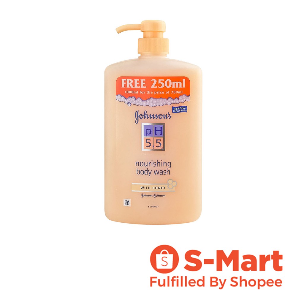 Johnson's pH5.5 Nourishing Body Wash With Honey, 750+250ml Shopee