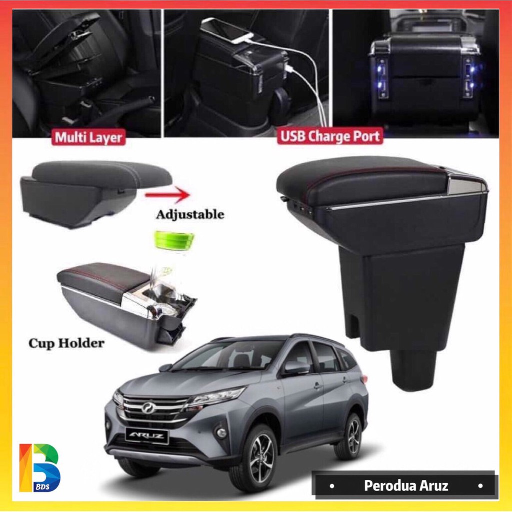 Perodua Aruz Armrest Adjustable Usb Charging Port With Cup Holder Multi Layer Shopee Singapore