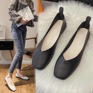 Image of MAY Korean Flat Shoes Round Toe Classic Retro Soft Comfort Ladies Work Slip-on 5color