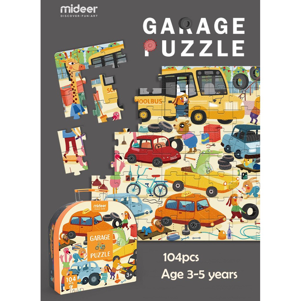 [SG Stock]Mideer Educational Jigsaw Puzzle 104pcs busy garage theme kid