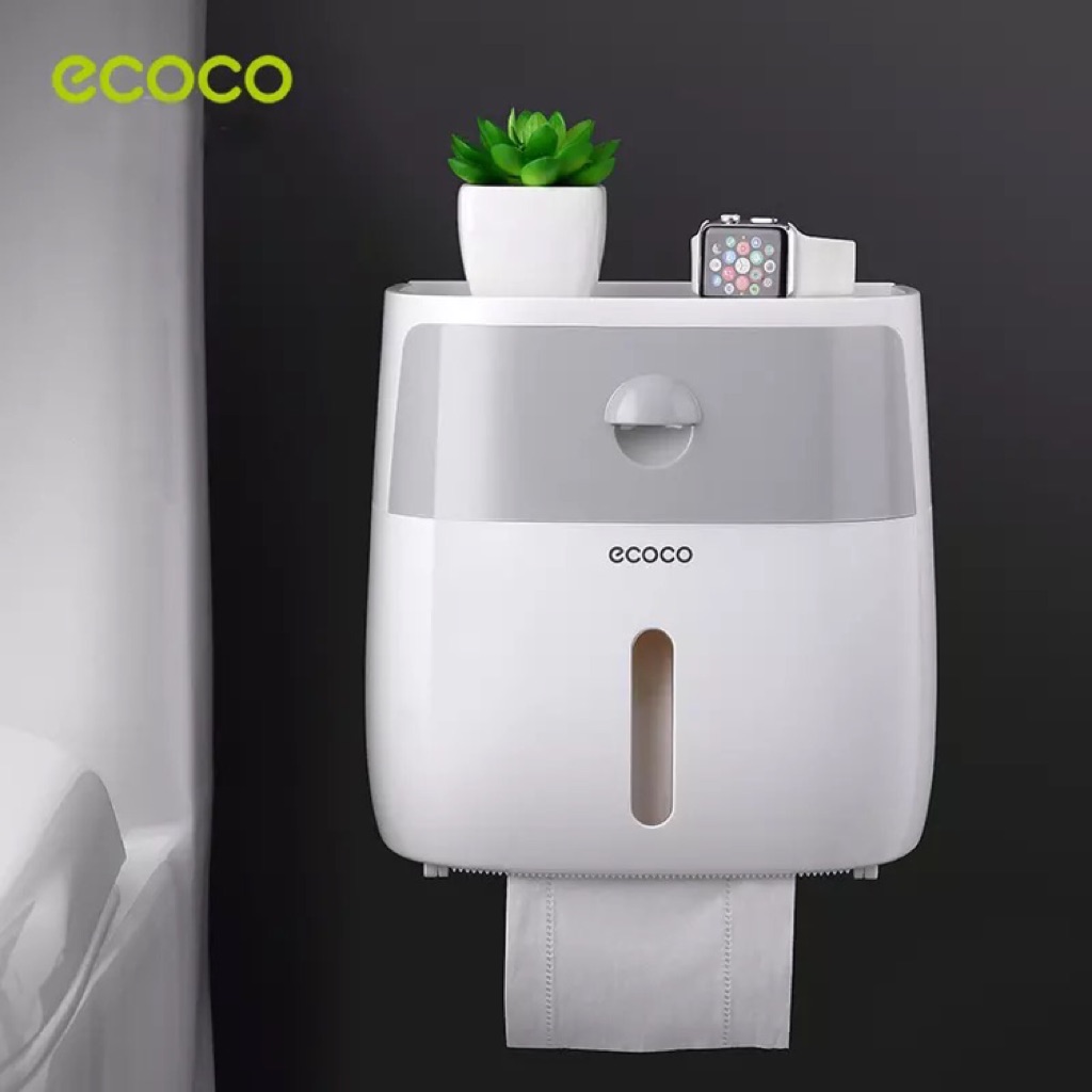 Ecoco Multi Function Bathroom Kitchen Toilet Paper Holder Waterproof Sanitary Storage Tissue Paper Roll Box Shopee Singapore