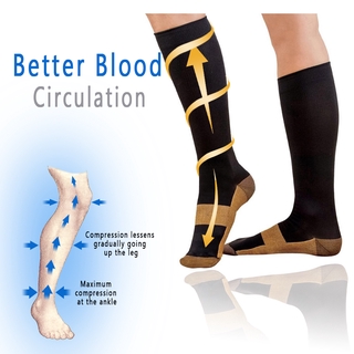 3 Pairs Copper Compression Socks Anti-Fatigue Pain Relief Compression Socks Black Travel Stocking Help Blood Circulation Support Knee
