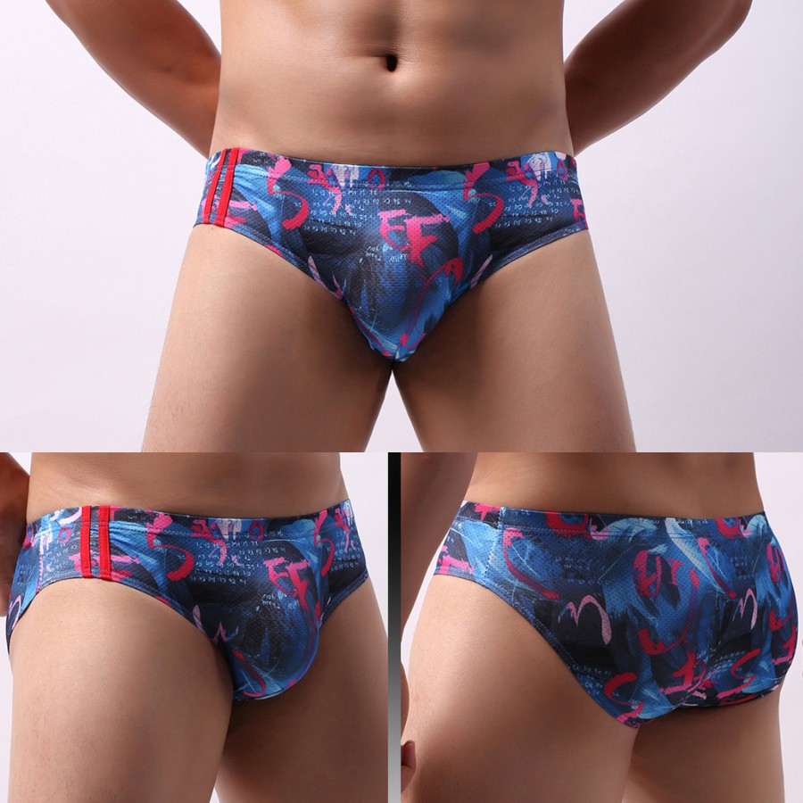 Image of Fashion Men's Underwear Breathable Mesh Printed Brief Underpants Briefs #5