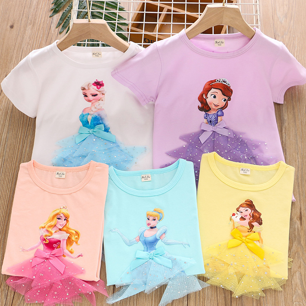 Fashion 3D Frozen Children Girls Short Sleeves T Shirts For 1-7Years ...