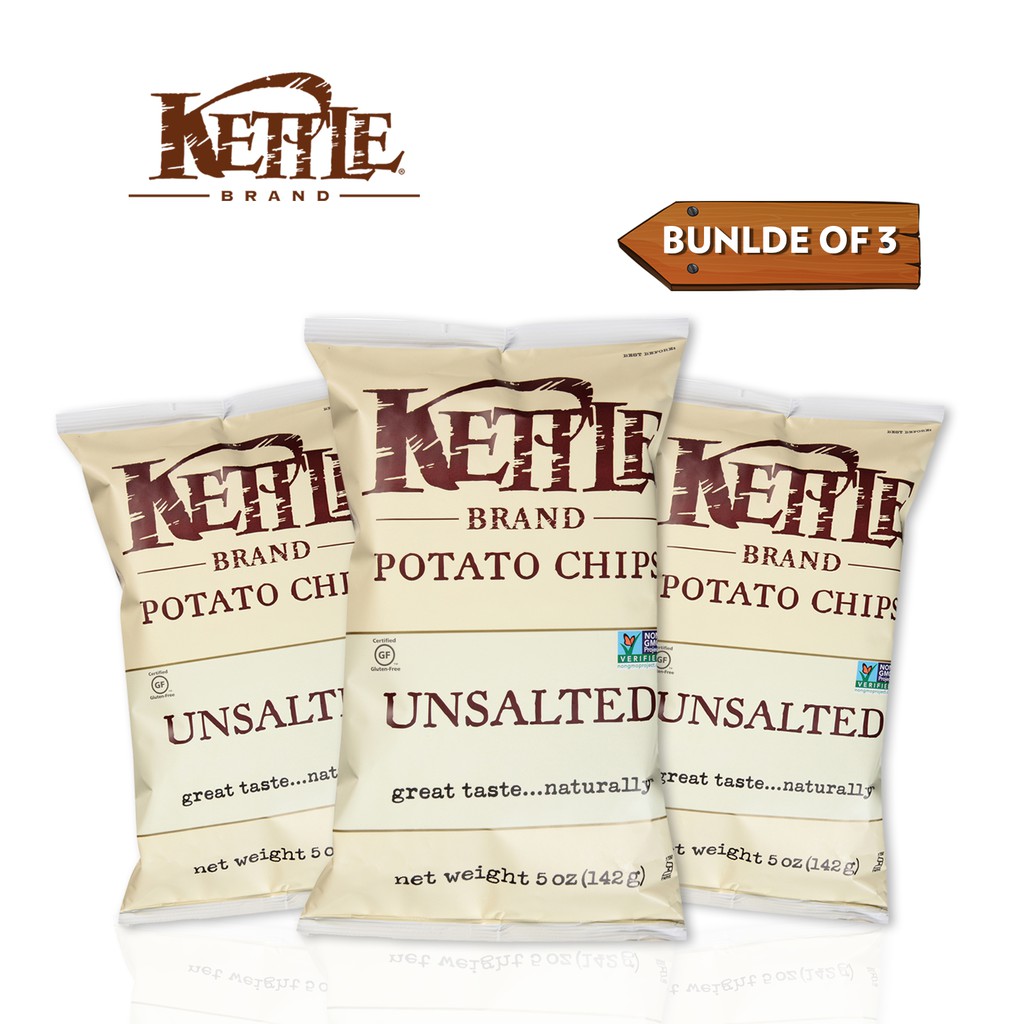 [Short Expiry] Kettle Unsalted Potato Chips 142g (Bundle of 3) Shopee Singapore