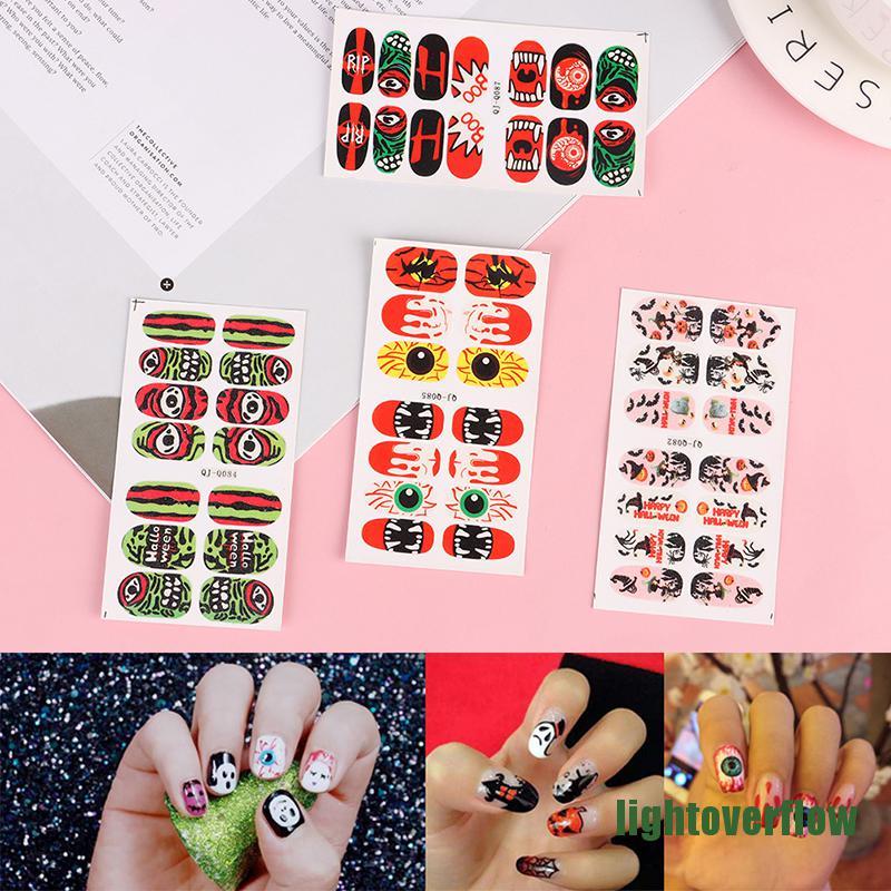 Lof Hl Halloween Nails Art Manicure Back Glue Decal Decorations Nail Sticker Shopee Singapore