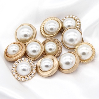 Image of thu nhỏ 6Pcs/set 15/18/20/23/25mm Vintage Women Coat Gold Metal Pearl Buttons For Clothing Retro Suit Blazer Luxury Handmade Sewing Button #3