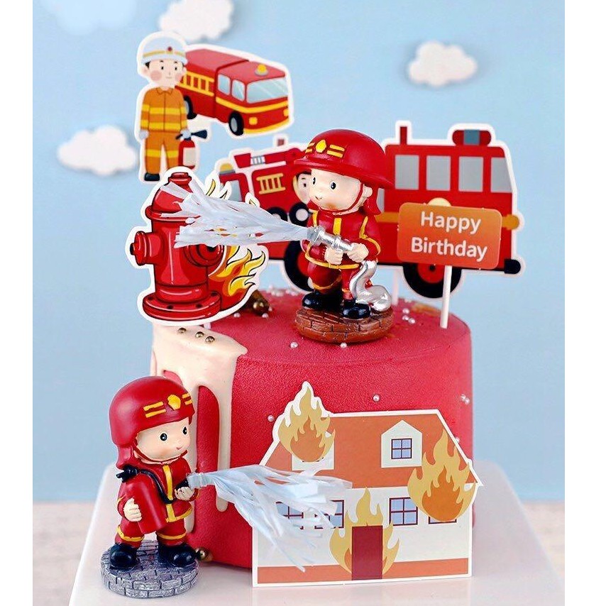 Cake Topper - fireman set / firefighter set | Shopee Singapore