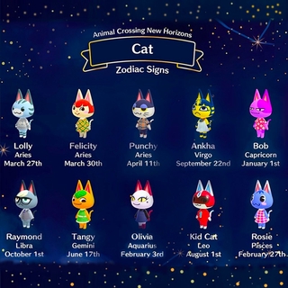 Cat Set Animal Crossing Amiibo Card New Horizons Lolly Ankha Felicity Olivia Merry Tangy Rudy Rosie